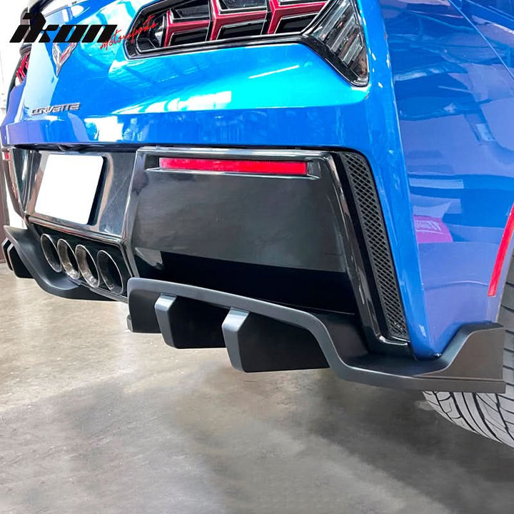 2014-2019 Chevy Corvette C7 Primer Black Rear Bumper Diffuser ABS