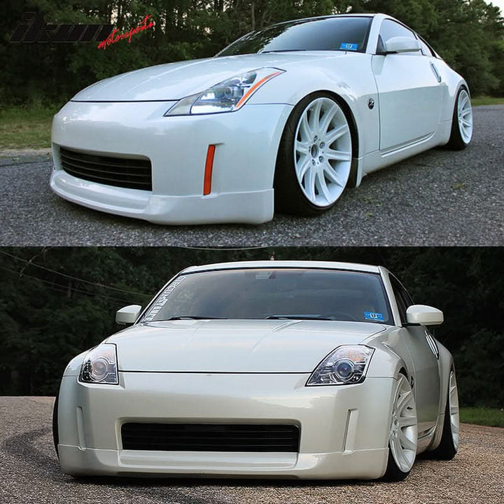2003-2005 Nissan 350Z ING-S Style Unpainted Black Front Bumper Lip PU