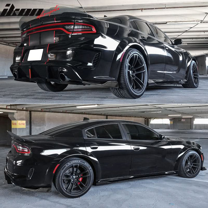 2020-2023 Dodge Charger IKON Matte Black Rear Bumper Side Apron PP