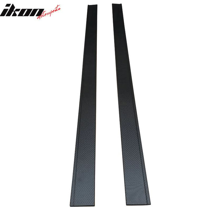 Fits 14 BMW 328I CF Texture Side Skirts Extension Flat Bottom Line Lip