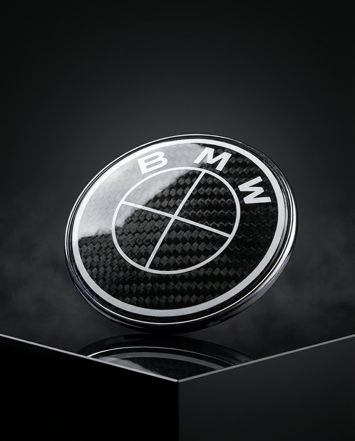 BMW Roundel Emblem Covers - Full Carbon Fiber Black and White Style V2