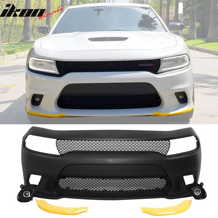 Fits 15-23 Charger Color SRT8 PP Front Bumper + Fog Cover + Foglight