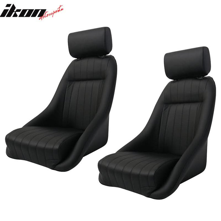 Pair Classic Bucket Single Seat With Slidersin Black Faux Leather PU