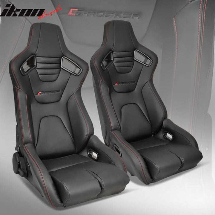 Universal Reclinable Bucket Racing Seat Dual Slider PU Carbon Leather