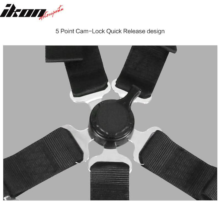 5 Point Black Go-kart UTV ATV Racing Harness Buckle Seat Belt Nylon