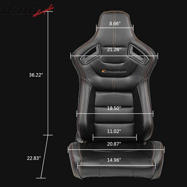 Universal Black Racing Seat 2PC Dual Slider Belt PU Carbon Leather