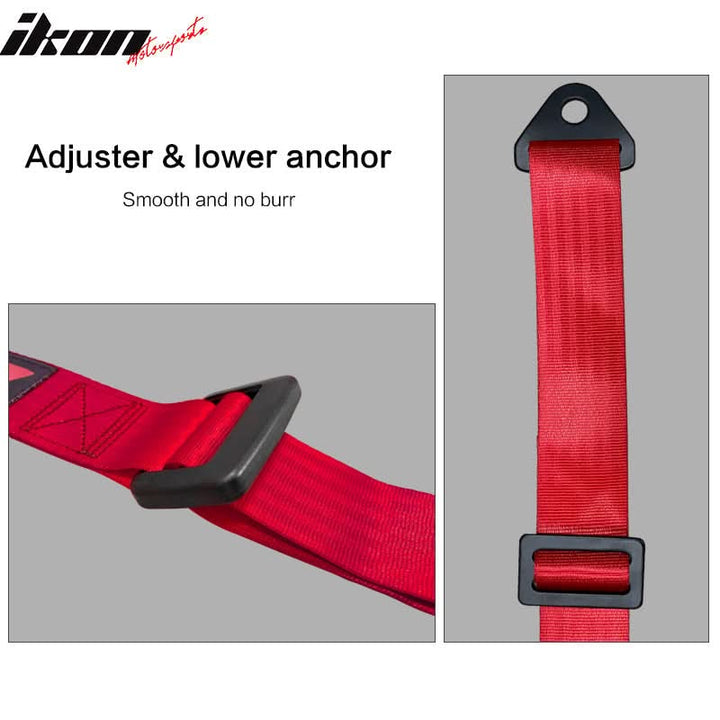 Universal Black Racing Seat Dual Slider Red Belt PU Carbon Leather