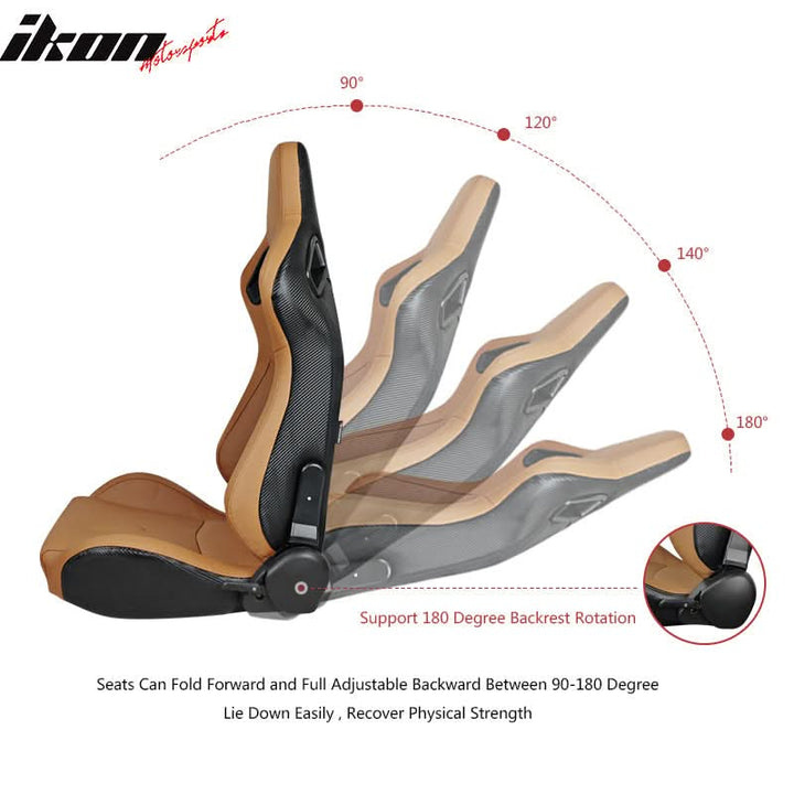 Universal Brown Racing Seat with Dual Slider 5 Point Cam-lock Belt PU