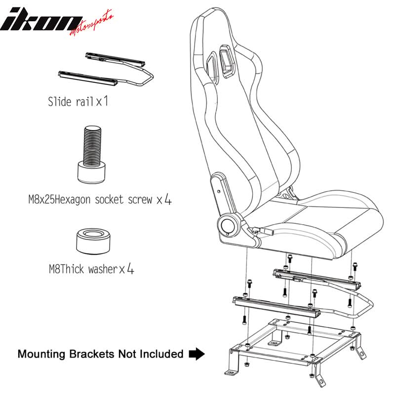 Universal Brown Racing Seat with Dual Slider 6 Point Cam-lock Belt PU
