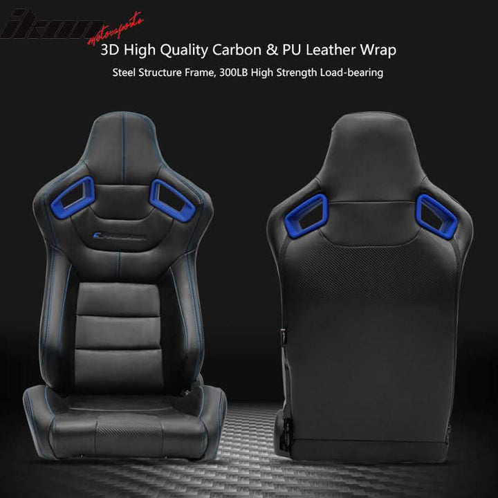 Universa Blue Bezell Racing Seat Dual Slider Buckle Belt PU Carbon