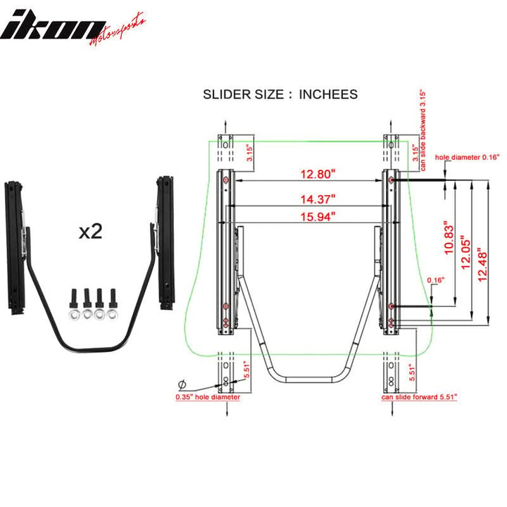 Universal O. Bezel Racing Seat Dual Slider Cam-lock Belt PU Carbon