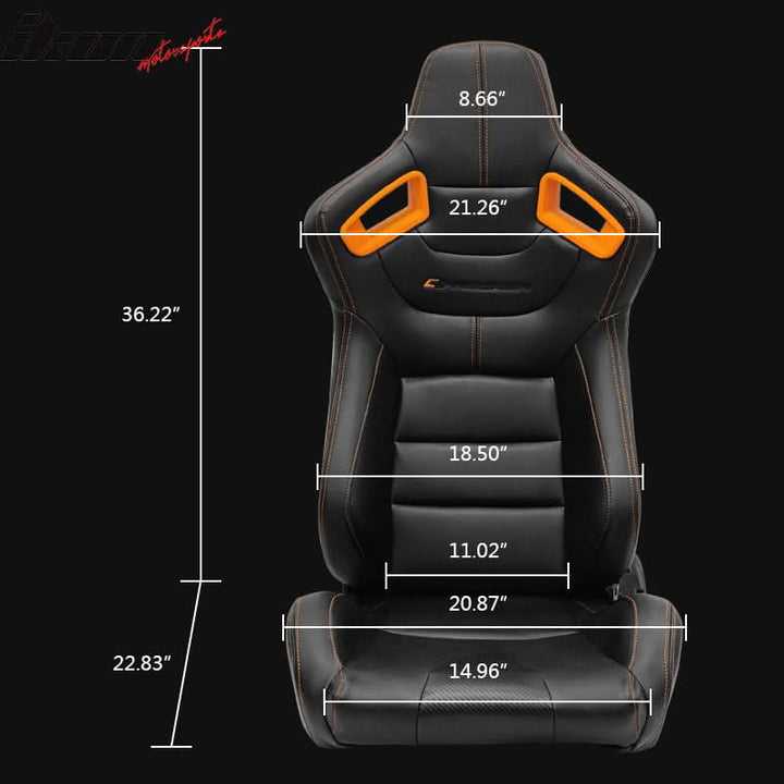 Universal Orange Bezel Racing Seat Dual Slider Buckle Belt PU Carbon