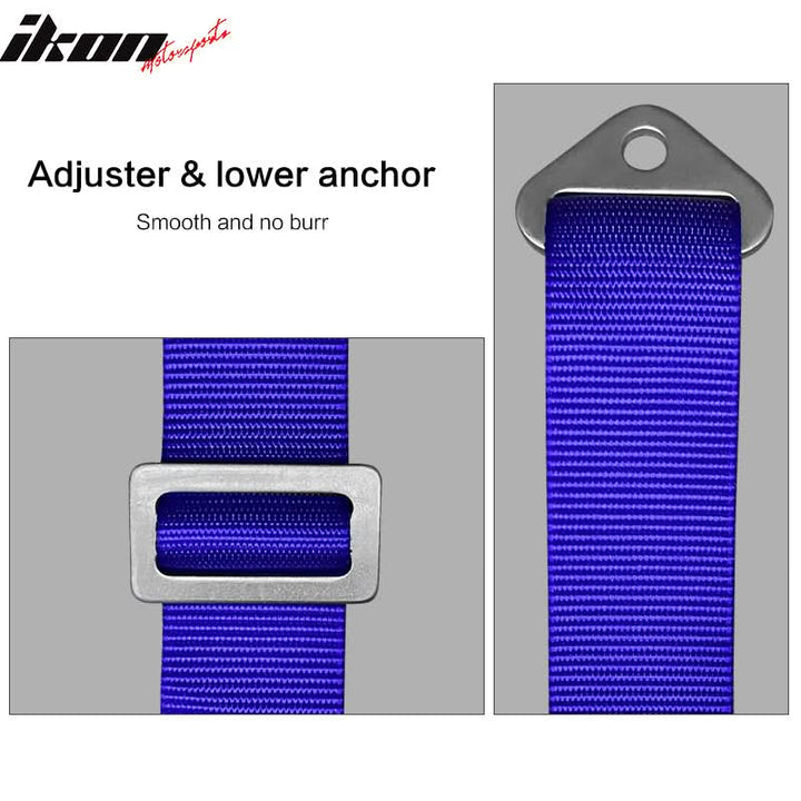 Universal White Bezel Racing Seat Dual Slider Cam-lock Belt PU Carbon