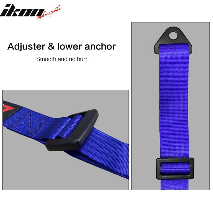 Universal White Bezel Racing Seat Dual Slider Buckle Belt PU Carbon
