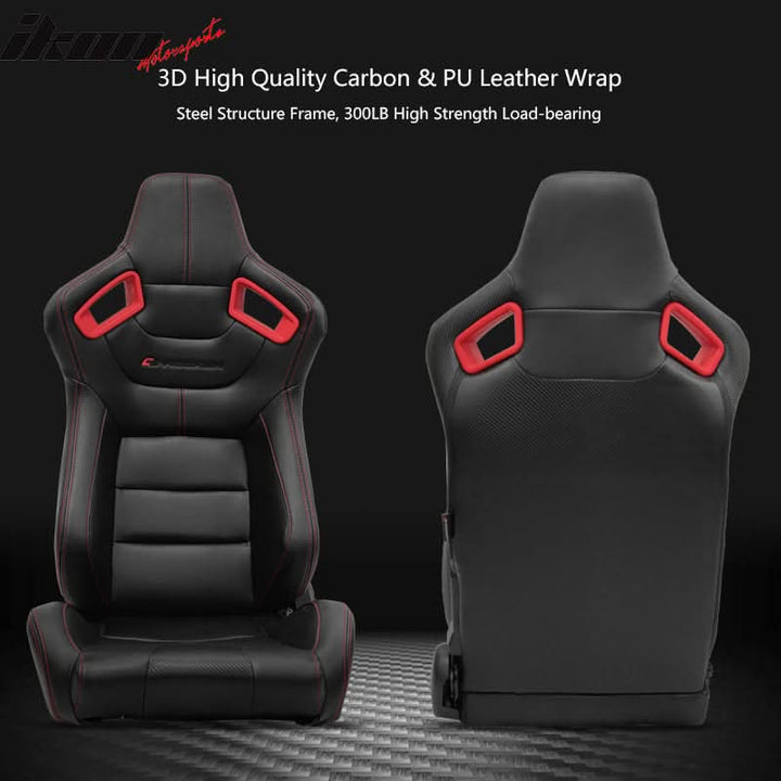 Universal Racing Seat Dual Slider 6 Point Cam-lock Belt PU Carbon