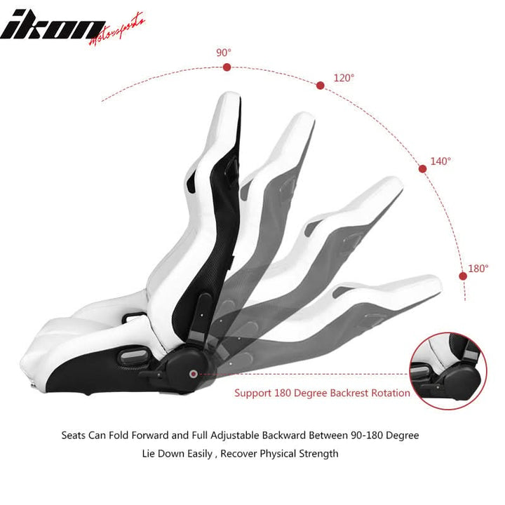 Universal White Bucket Racing Seat Dual Slider Buckle Style Belt PU