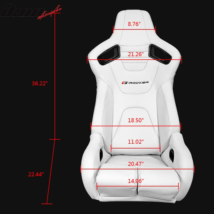 Universal White Bucket Racing Seat Dual Slider Buckle Style Belt PU