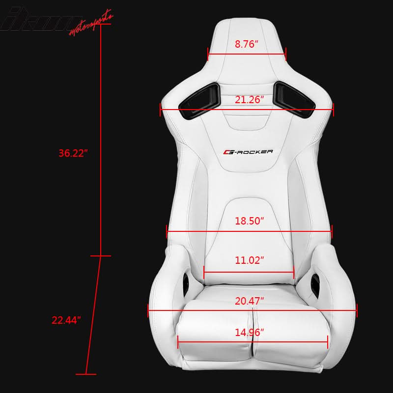 Universal White Bucket Racing Seat Dual Slider Buckle Belt Gray PU