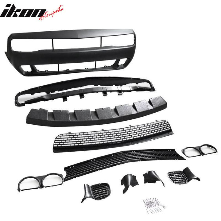 2008-2014 Dodge Challenger Front + Rear Bumper Cover + Diffuser PP