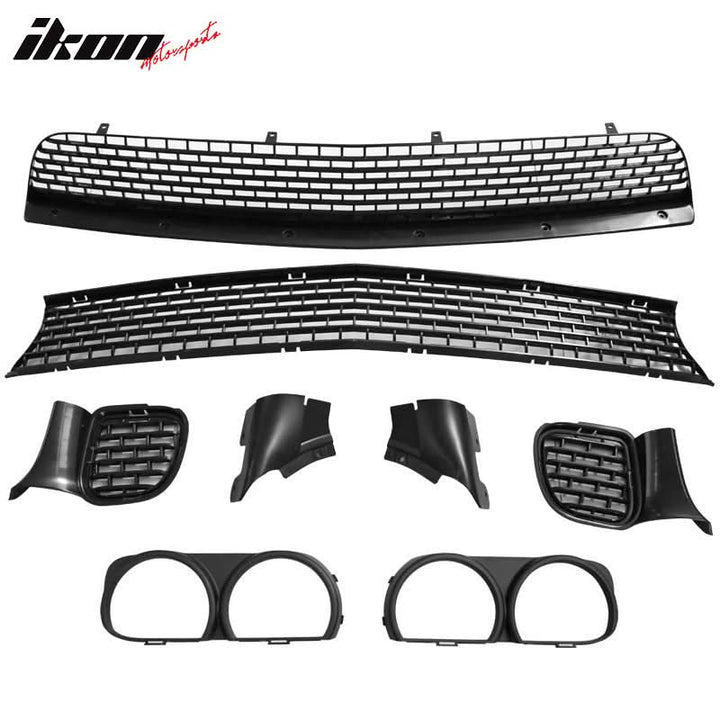 2008-2014 Dodge Challenger Front+Rear Bumper Cover+Lip+Diffuser PP