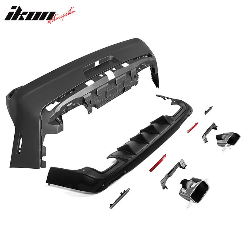 2008-2014 Dodge Challenger Front+Rear Bumper Cover+Lip+Diffuser PP