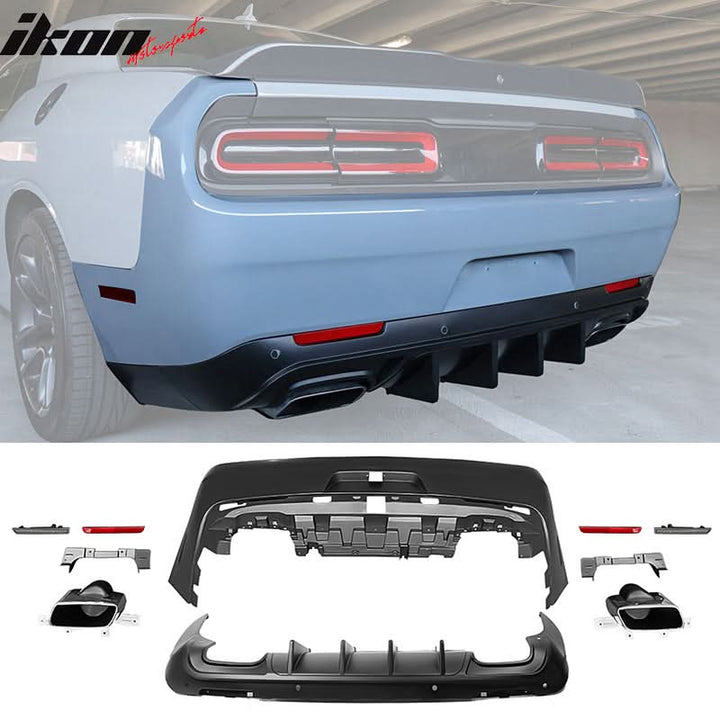 2008-2014 Dodge Challenger Front+Rear Bumper Cover+Lip+Diffuser PP
