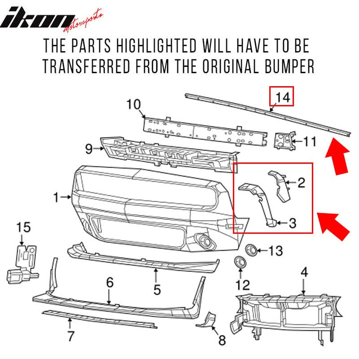 2008-2014 Challenger Front+Rear Bumper Cover+Fender Flares+V3 Diffuser