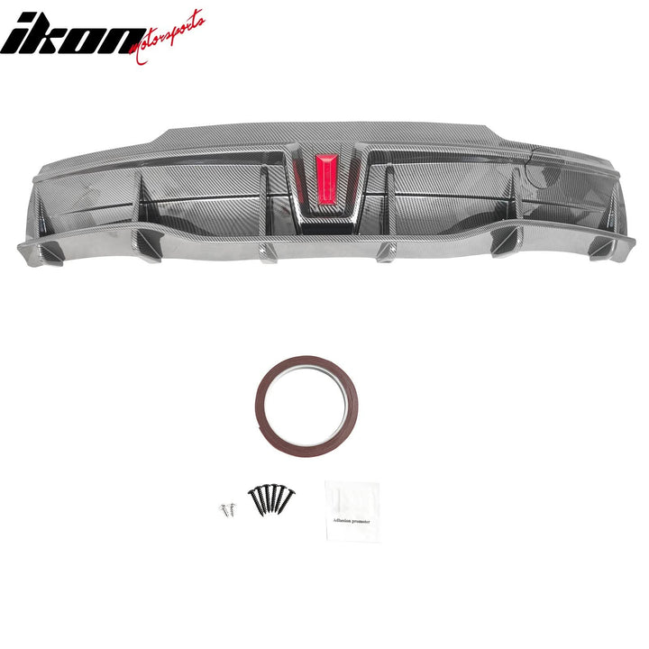 2020-2024 Tesla Y IKON Carbon Fiber Print Rear Lip W/ RearÂ Aprons PP