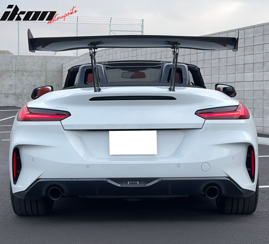 56"Inch GT Style Trunk Spoiler V1 Side Plates V6 Legs 3D Carbon Fiber