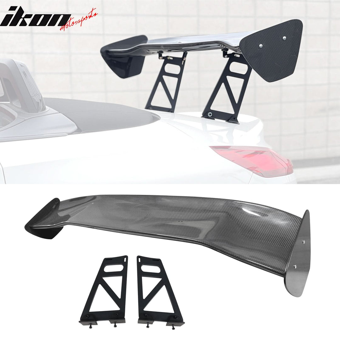 56"Inch GT Style Trunk Spoiler V3 Side Plates V6 Legs 3D Carbon Fiber