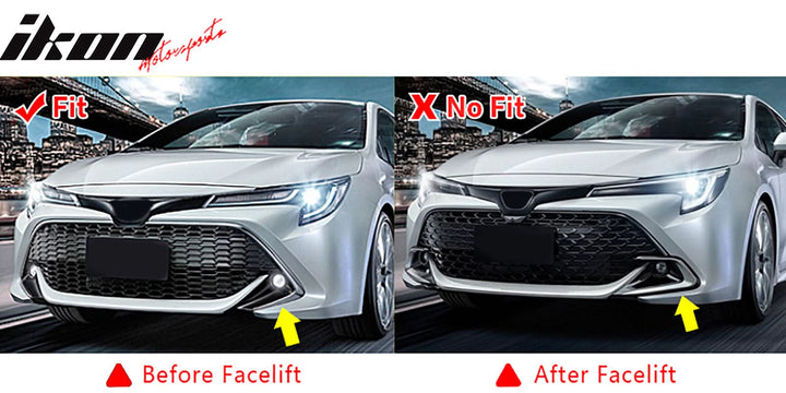2019-2021 Toyota Corolla Gloss Black 3PCS Front Bumper Lip+Side Canard