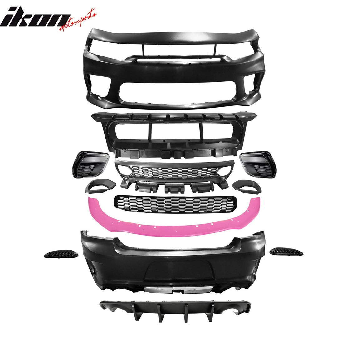 2015-2023 Dodge Charger Rear & Front Bumper + Pink Lip Diffuser PP
