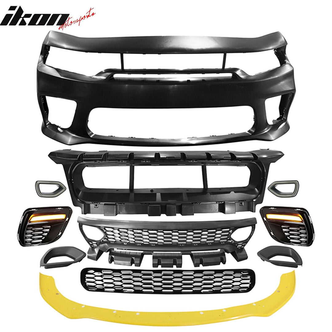 2015-2023 Dodge Charger Widebody SRT Bumper Cover Yellow Lip LED PP