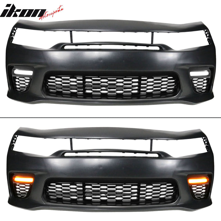 2015-2023 Dodge Charger Widebody SRT LED Front Bumper Matte Black Lip