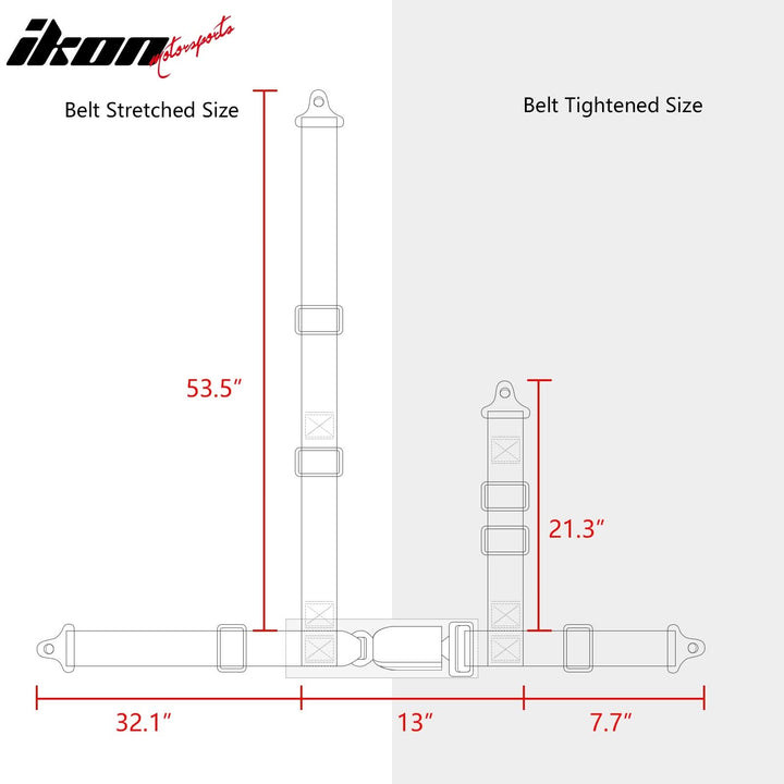 Universal Racing Bucket Seats W/ 4 Point 3" Belt Harness Black