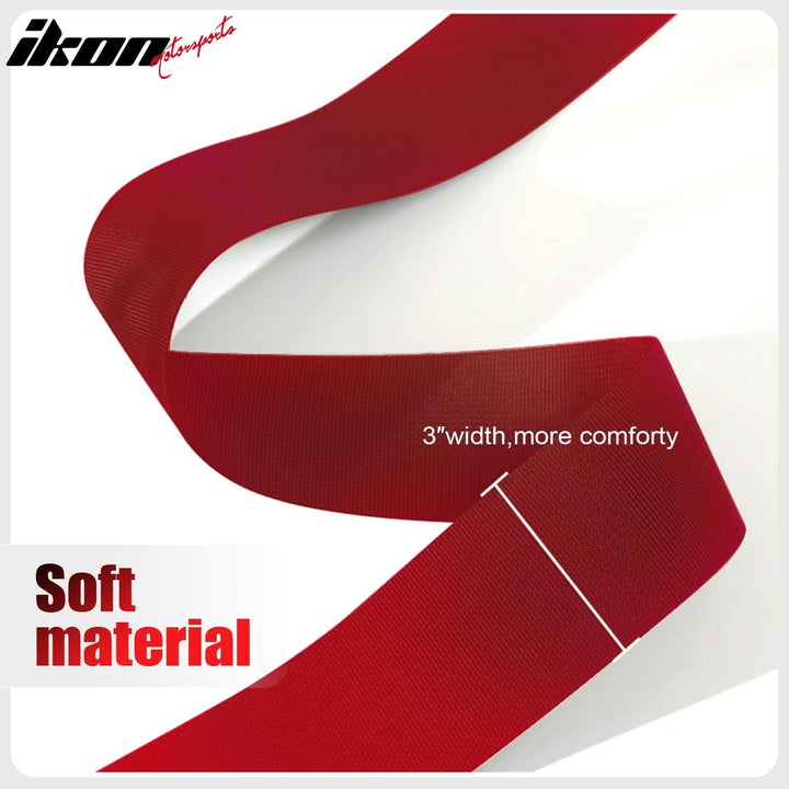 Universal 3" Wide 4 Point Buckle Racing Seat Belt Harness Nylon Red