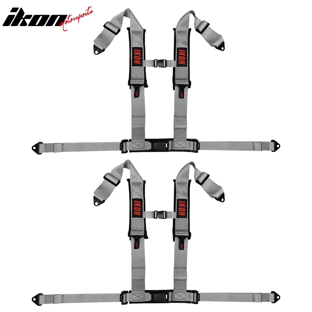 Universal Racing Seat Belt Harness 3" 4 Point Strap Buckle Nylon Grey