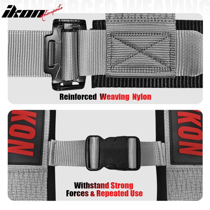 Universal Racing Bucket Seats W/ Slider 4 Point 3" Belt Harness Gray