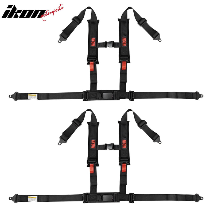 Universal 4 Point Racing Seat Belt Harness 2" Strap Buckle Black