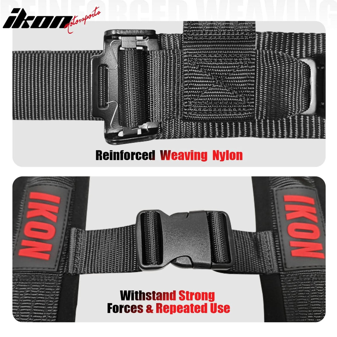 Universal 4 Point Racing Seat Belt Harness 2" Strap Buckle Black