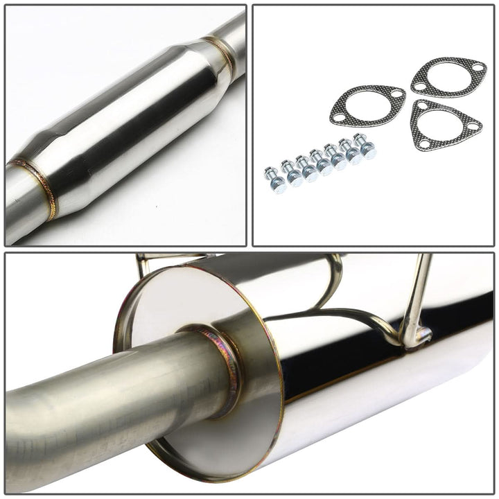 01-05 Honda Civic EX Single Rolled Tip Catback Exhaust - Stainless Steel