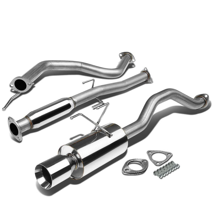 92-00 Honda Civic Catback Exhaust Single Rolled Tip Stainless Steel