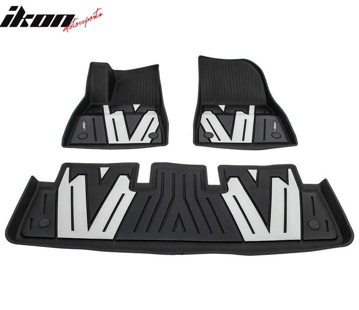 2024-2025 Tesla Model 3 3D Floor Mats Liner Black& Gray TPE Injection