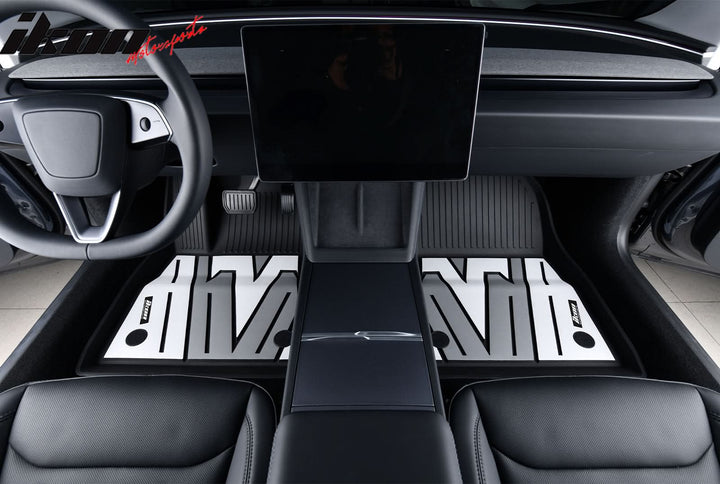 2024-2025 Tesla Model 3 3D Floor Mats Black Gray White TPE Injection