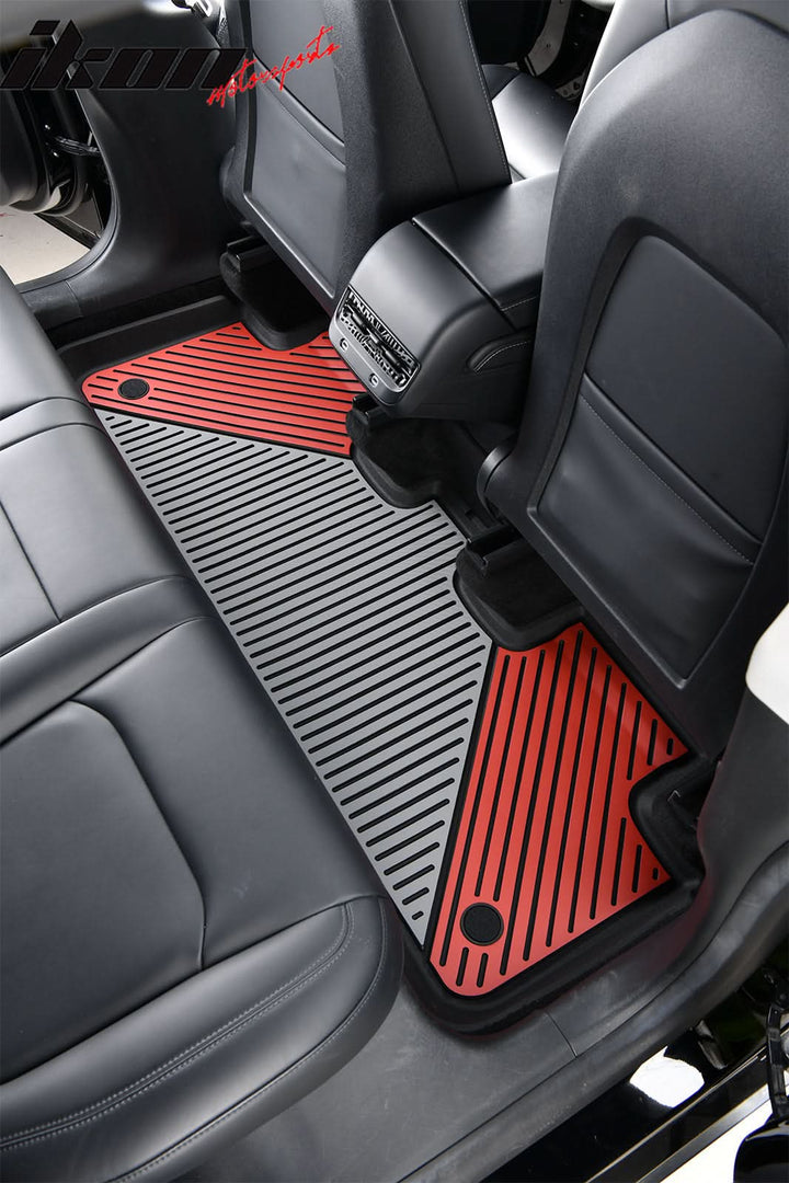 2020-2024 Tesla Model Y 3D Floor Mats Black& Gray& Red TPE Injection