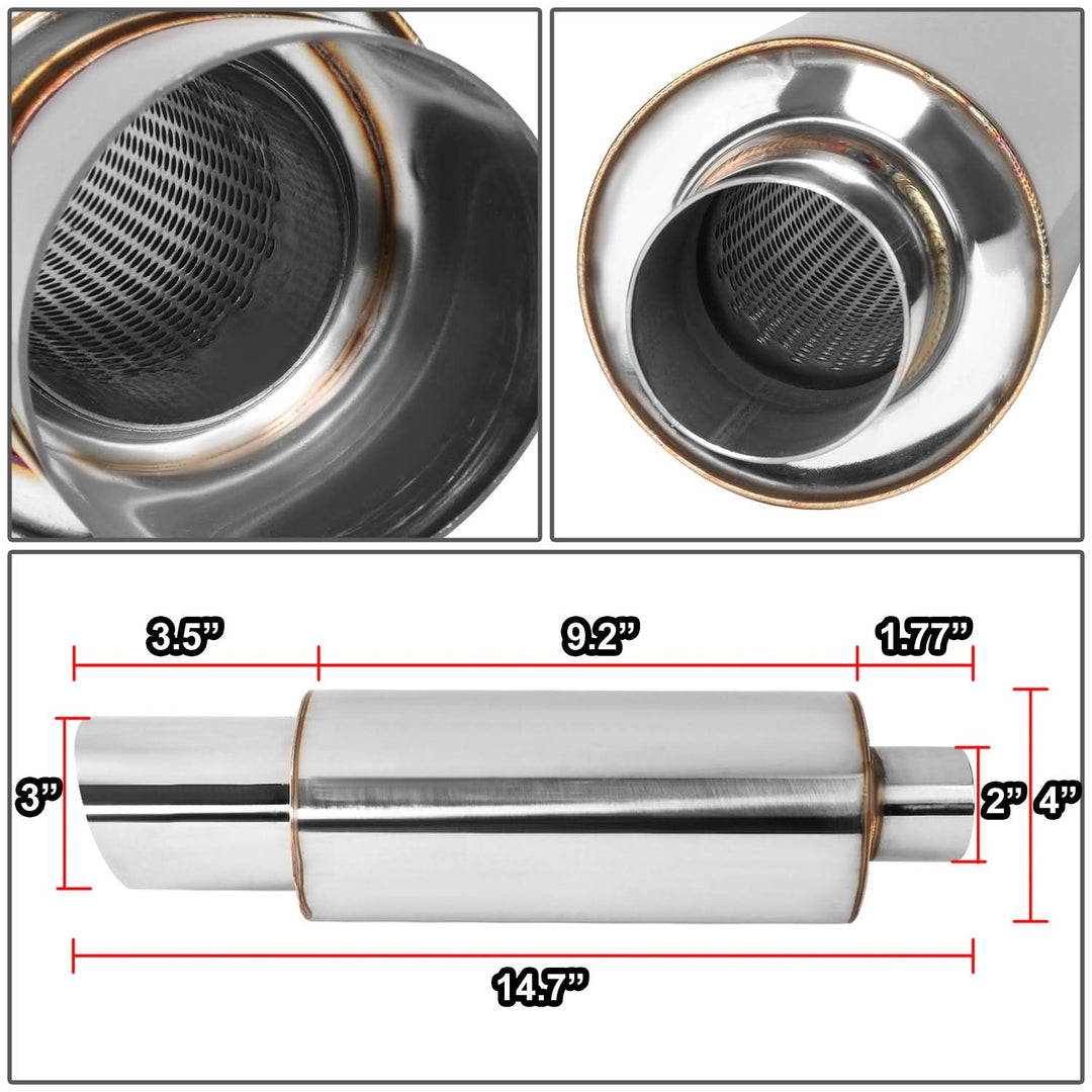 Universal 3.0" Tip Performance Exhaust Muffler 14.7" Length