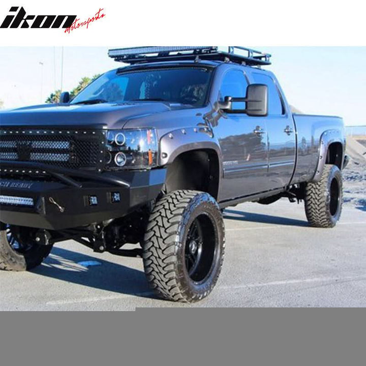 2007-2013 GMC Sierra 1500 6.7 8.2Ft Long Bed Black Fender Flare PP 4PC