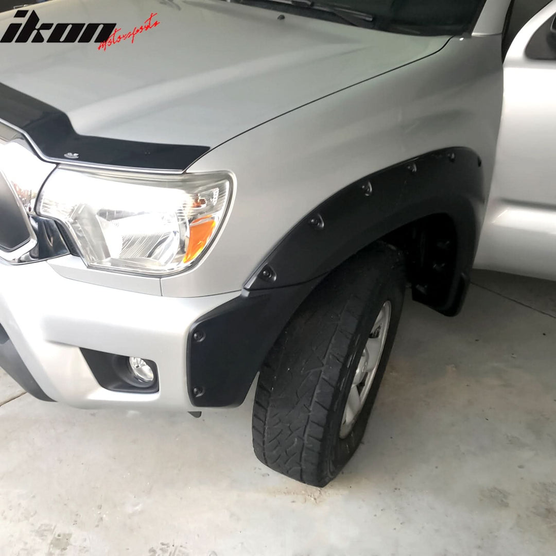 2012-2015 Toyota Tacoma Pocket Rivet Black Fender Flares PP 73.5" Bed