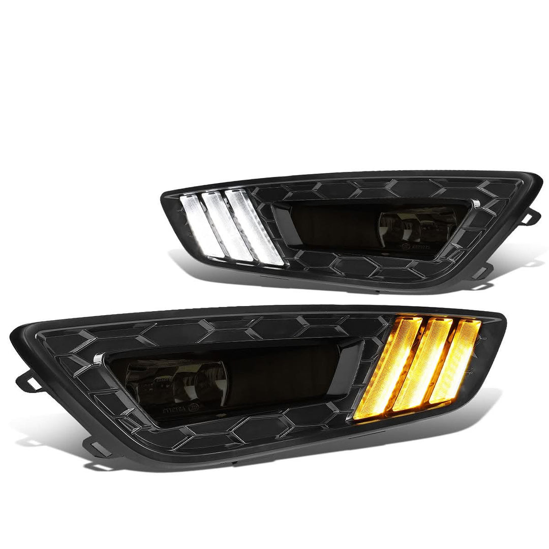 15-17 Ford Focus 4-Dr LED DRL Fog Lights w/ Bezel Black/Smoke