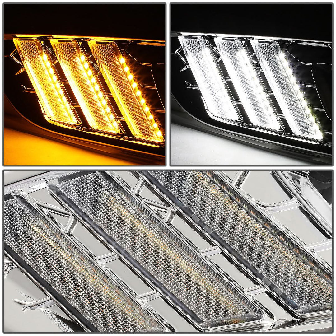 2015-2017 Ford Focus LED DRL Fog Lights with Bezel Chrome Yellow